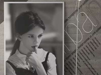 Vintage Black And White Female Portrait With Thoughtful Expression And Classic Attire 3d model