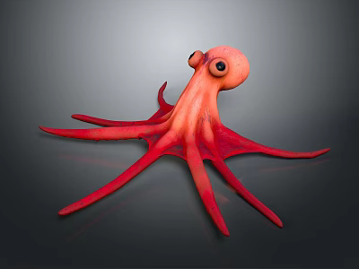 Vibrant Red Octopus Marine Animal With Detailed Tentacles And Eyes 3d model