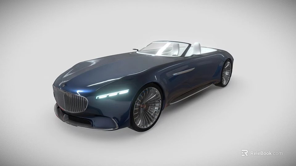 Deep Blue Luxury Convertible With Modern Design LED Headlights And Stylish Wheels 3d model 