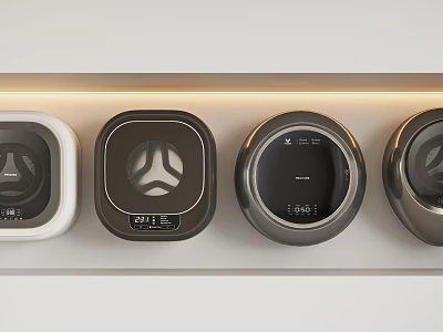 Modern Multiple Washing Machines With Digital Control Panels And Sleek Stylish Design 3d model