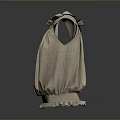 Beige Clothing Top With Bow Detail Ruched Design And Ruffle Hem
