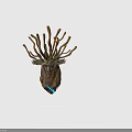 Mystical Forest Creature Character Featuring Wooden Branch Antlers Blue Facial Markings And Red Eyes