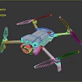 White Drone With Four Propellers Orange Accents Built In Camera And Modern Design