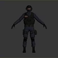 Game Movie Tactical Character Wearing Blue Uniform Helmet Goggles And Vest