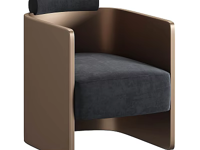 Modern Stylish Deep Blue Armchair With Metal Frame And Plush Upholstery 3d model