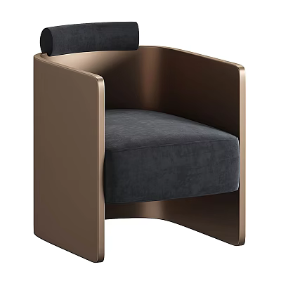 Modern Stylish Deep Blue Armchair With Metal Frame And Plush Upholstery 3d model