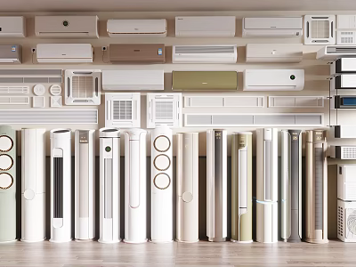 Assortment of Modern Air Conditioners and Fans with Wall Mounted Standing and Compact Designs 3d model