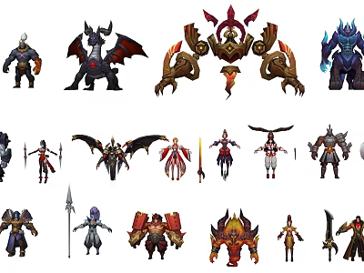 Diverse Game And Movie Characters Featuring Wings Weapons And Unique Designs 3d model
