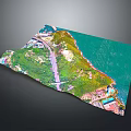 Stunning Coastal Scenery With Green Hills Blue Sea Roads And Buildings