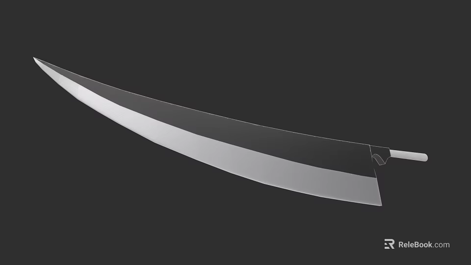 Traditional Japanese Weapon Long Sharp Blade Sword With Metallic Handle On Black Background 3d model 