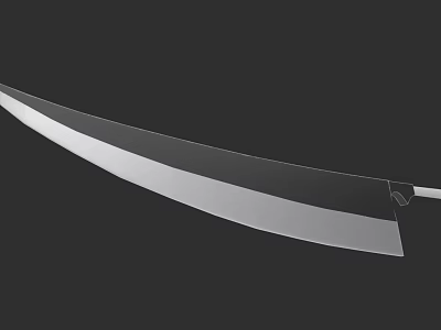 Traditional Japanese Weapon Long Sharp Blade Sword With Metallic Handle On Black Background 3d model