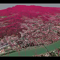 Birds Eye View Urban Planning Showcasing Mountain River And Urban Area With Buildings Roads