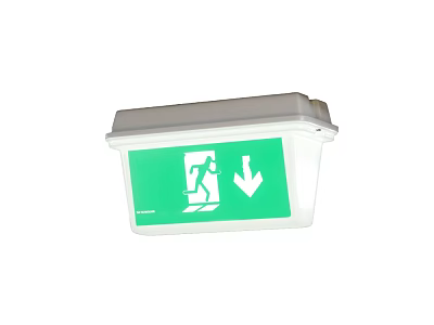 Public Facility Green Emergency Exit Sign With Running Figure And Downward Arrow For Safety Guidance 3d model
