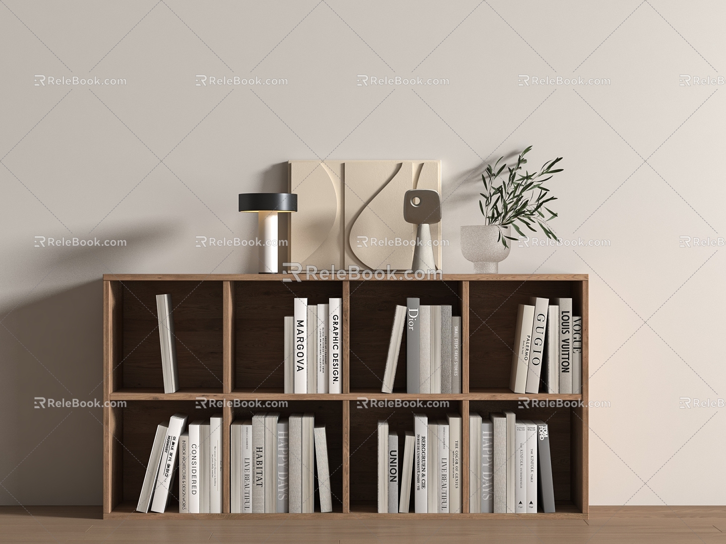 Modern Bookshelf Books Newspapers and Periodicals 3d model