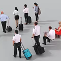 Group of People With Luggage Preparing for Travel at Departure Area