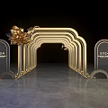 2024 Modern Golden Arch Decorative Entrance With Leaf Design Elements 3d model