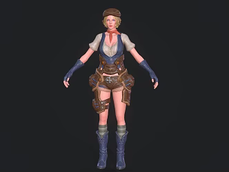 Modern Woman Cowgirl Game Character Cartoon Characters 3d model