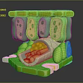 Medical Device Internal Structure Featuring Green Components And Orange Functional Parts 3d model