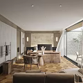 Modern Elegant Hotel Room Featuring Large Windows Wooden Furniture Green Plants And Natural Light