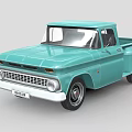 Vintage Light Blue Pickup Truck With Classic Design And Retro Details