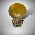 Antique Gold Trophy With Ornate Carvings Decorative Base And Gemstone Accents