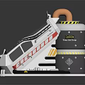 Industrial Mechanical Device With White Body Copper Pipe Sloped Panel And Warning Signs