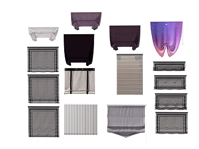 Diverse Curtain Styles With Modern Patterns And Various Fabric Textures 3d model