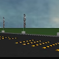 Different Road Ramps For Vehicle Testing With Safety Stripes Guide Flags And Logos