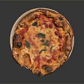 Delicious Pizza With Crispy Crust Melted Cheese Fresh Tomato Sauce And Basil Leaves