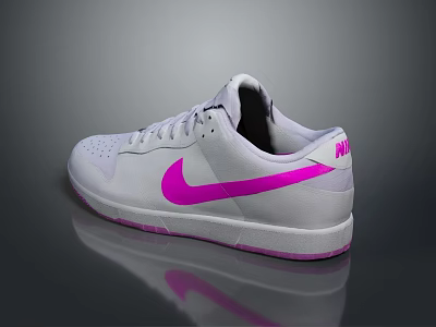 Nike White And Pink Low Top Casual Sports Shoes With Classic Design 3d model