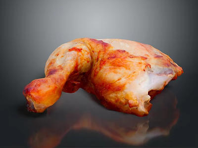 Golden Brown Roasted Chicken Leg With Juicy Meat And Crispy Skin 3d model
