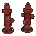 Two Red Fire Hydrants Essential Fire Safety Equipment For Emergency Use