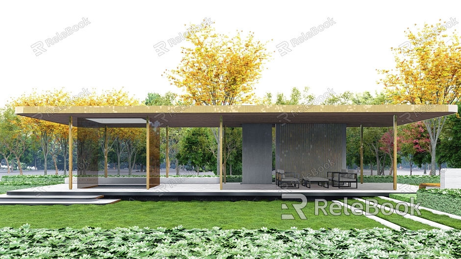 Modern porch frame residential area central shaft porch frame living room pavilion landscape pavilion flower frame tree pool seat grille model