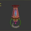 Red Lantern With Decorative Ring Base And Purple Blue Accents Vibrant Design