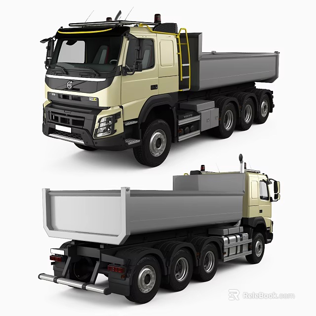 Heavy Duty Tipper Truck Design With Multi Wheel Chassis And Gray Dump Body 3d model 