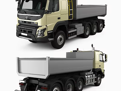 Heavy Duty Tipper Truck Design With Multi Wheel Chassis And Gray Dump Body 3d model