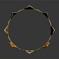 Golden Decorative Crown Featuring Red Blue Crosses And Ornate Patterns As Household Decor Item