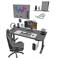 Ergonomic Gaming Desk and Chair Set with Computer Monitor Keyboard and ASUS Logo Design