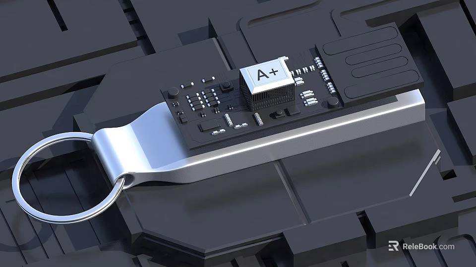 Detailed View Of Circuit Board With A+ Chip And Metal Electronic Components 3d model 
