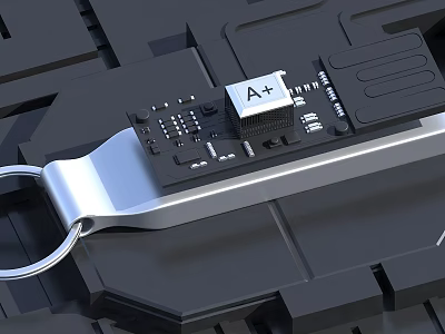Detailed View Of Circuit Board With A+ Chip And Metal Electronic Components 3d model