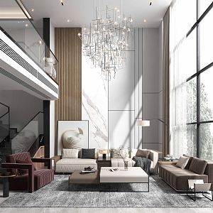 Modern Duplex Living Room Villa Living Room 3d model