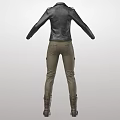 Stylish Black Leather Biker Jacket With Khaki Cargo Pants And Brown Boots