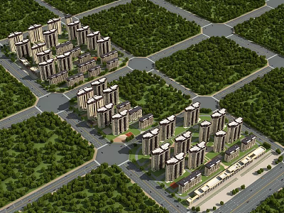 modern residential area planning urban community 3d model