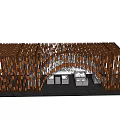 Modern Wooden Pergola With Lattice Structure And Seating Area For Outdoor Use