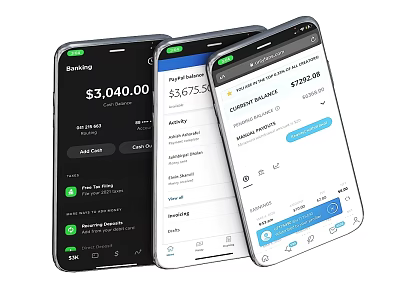 Smartphones Displaying Financial App Interfaces With Transaction Details And Payment Information 3d model