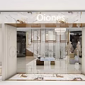 Oiones Clothing Store With Marble Facade Window Mannequins Modern Interior Chandelier And Staircase