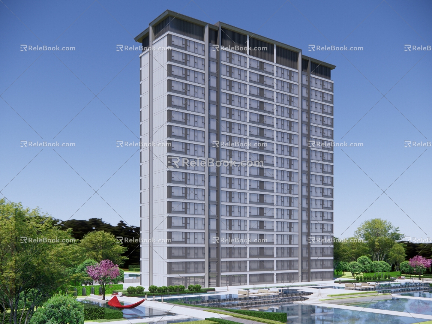 Modern Residential Building High-rise Residential Building 3d model