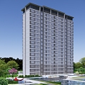 Modern Residential Building High-rise Residential Building 3d model