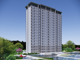 Modern Residential Building High-rise Residential Building 3d model