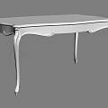Dark Wooden Dining Table With Elegant Curved Legs And Metal Accents